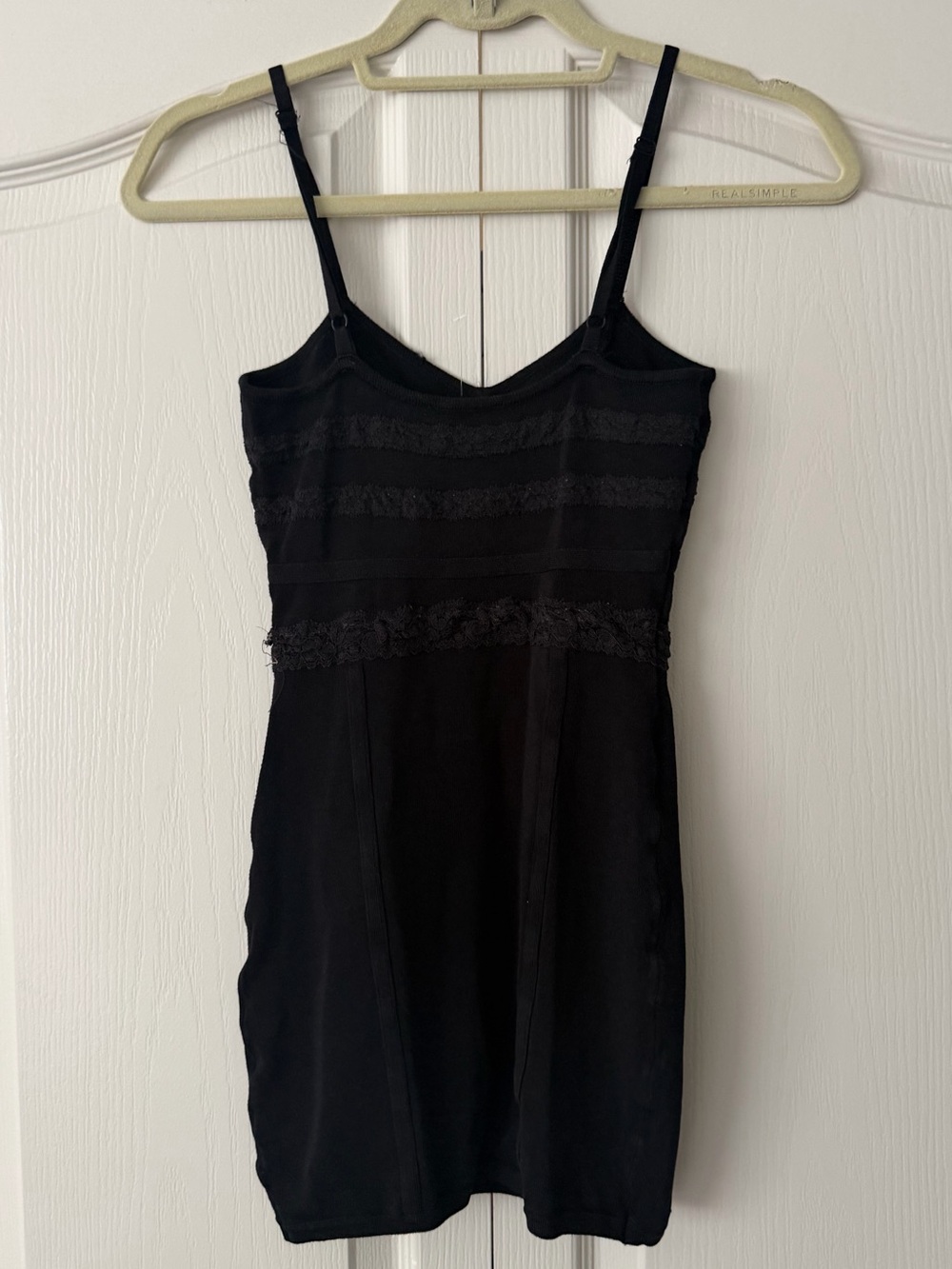 bebe Black Lace-Trim Mini Dress - Picture 3 of 4